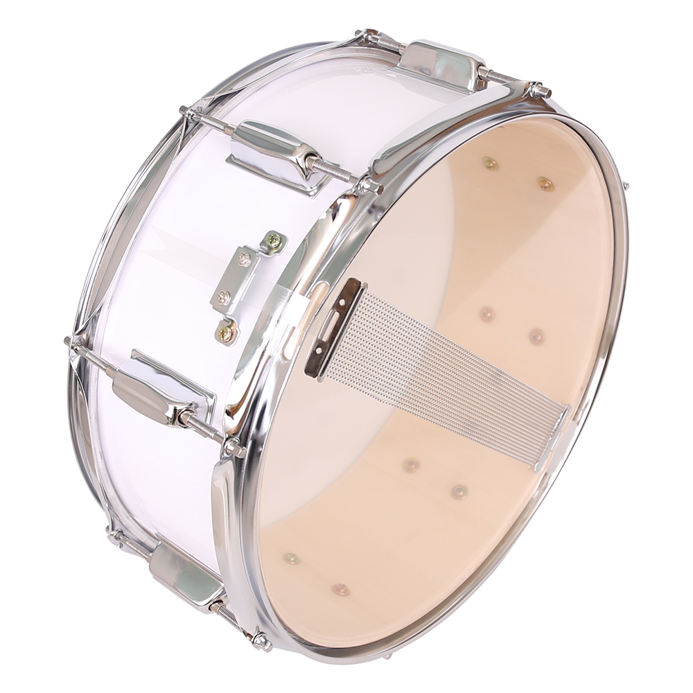 glarry-14-x-5-5-snare-drum-poplar-wood-drum-percussion-set-white