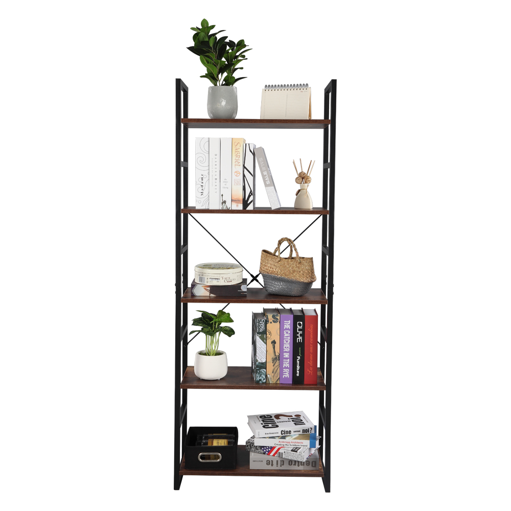 5-tier-vintage-bookcase-shelf-storage-organizer-wood-and-metal-bookshelf-rack