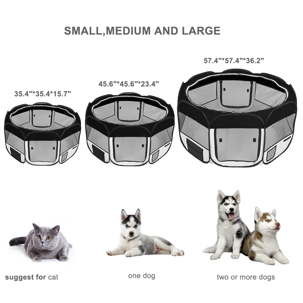 hobbyzoo-36-portable-foldable-600d-oxford-cloth-mesh-pet-playpen-fence-with-eight-panels-black