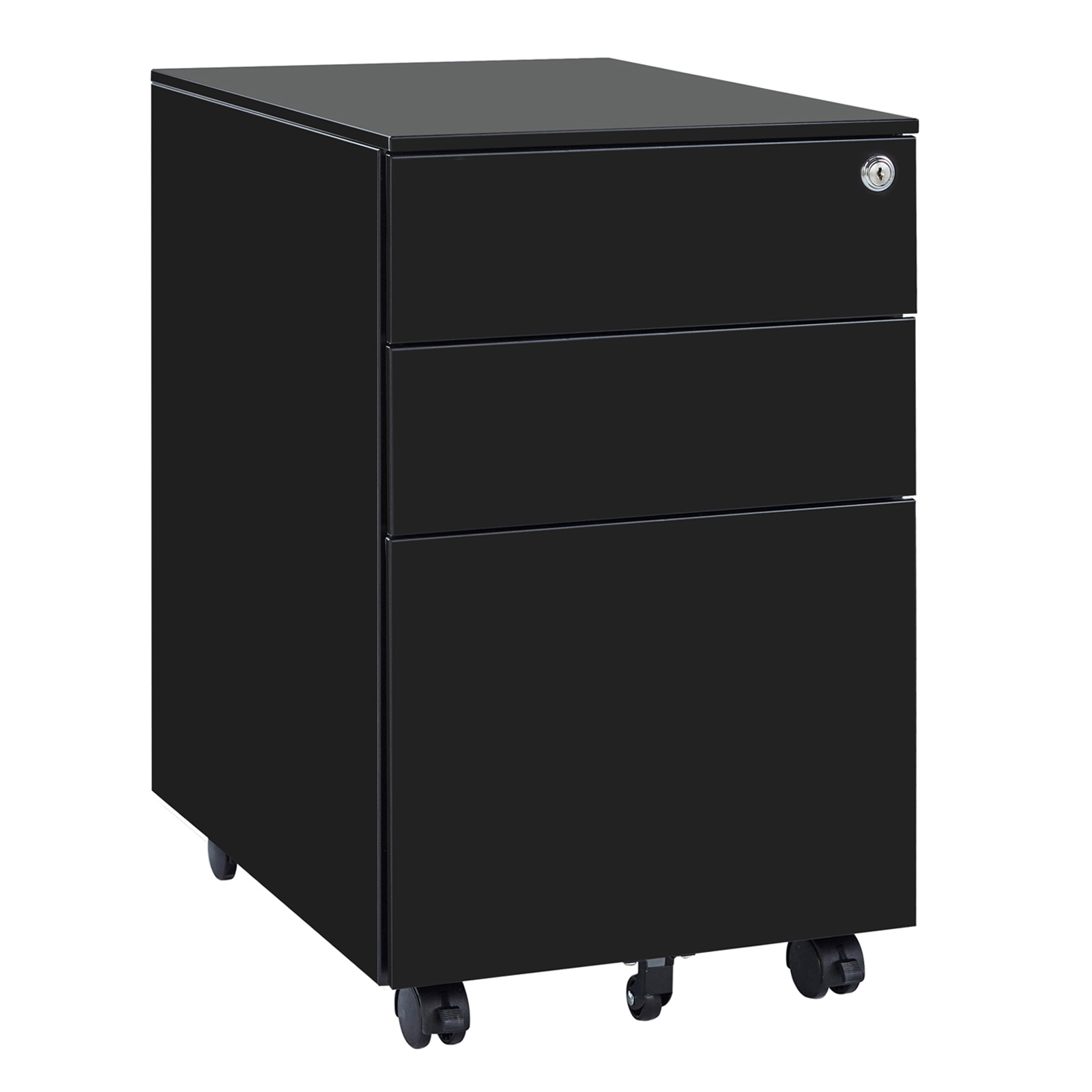 39cm-wide-three-drawer-side-pull-movable-cabinet-black