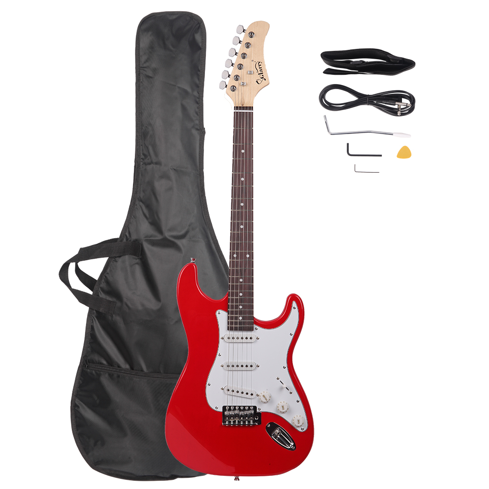 glarry-gst-rosewood-fingerboard-electric-guitarbagshoulder-strap-pick-whammy-bar-cord-wrench-tool-red