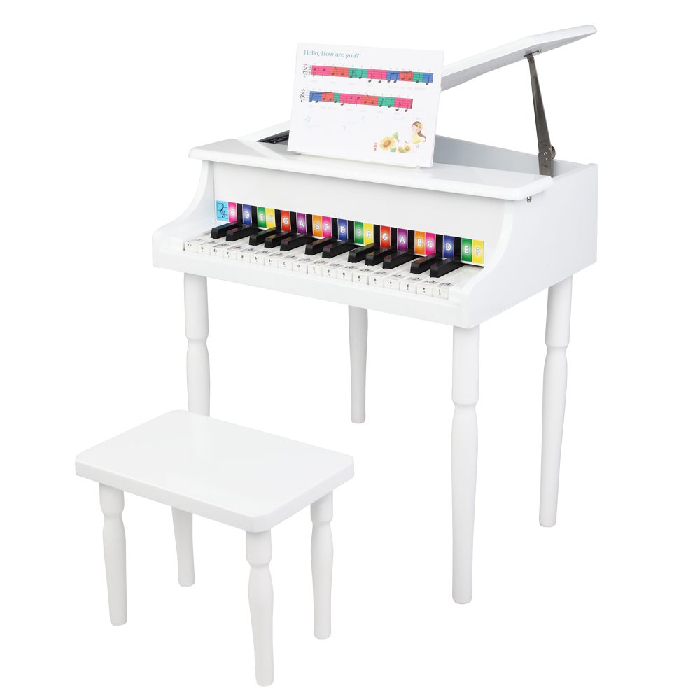 wooden-toys-30-key-children-s-wooden-piano-four-feet-with-music-stand-mechanical-sound-quality-white